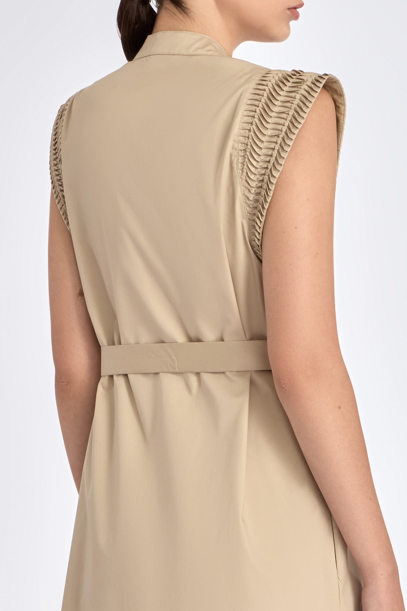 Elegant back view of the Maki Dress in Ecru.