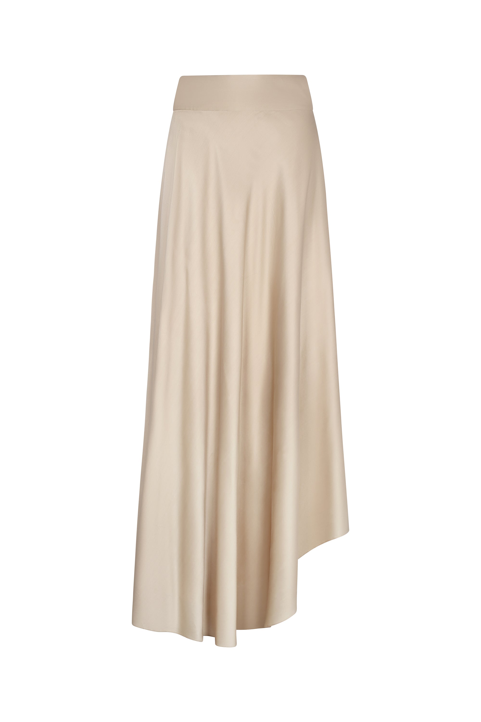Mariani Skirt in Silver – Timeless asymmetrical silk skirt with a refined silhouette.