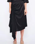 Olenka Asymmetric Ruched Skirt | Black