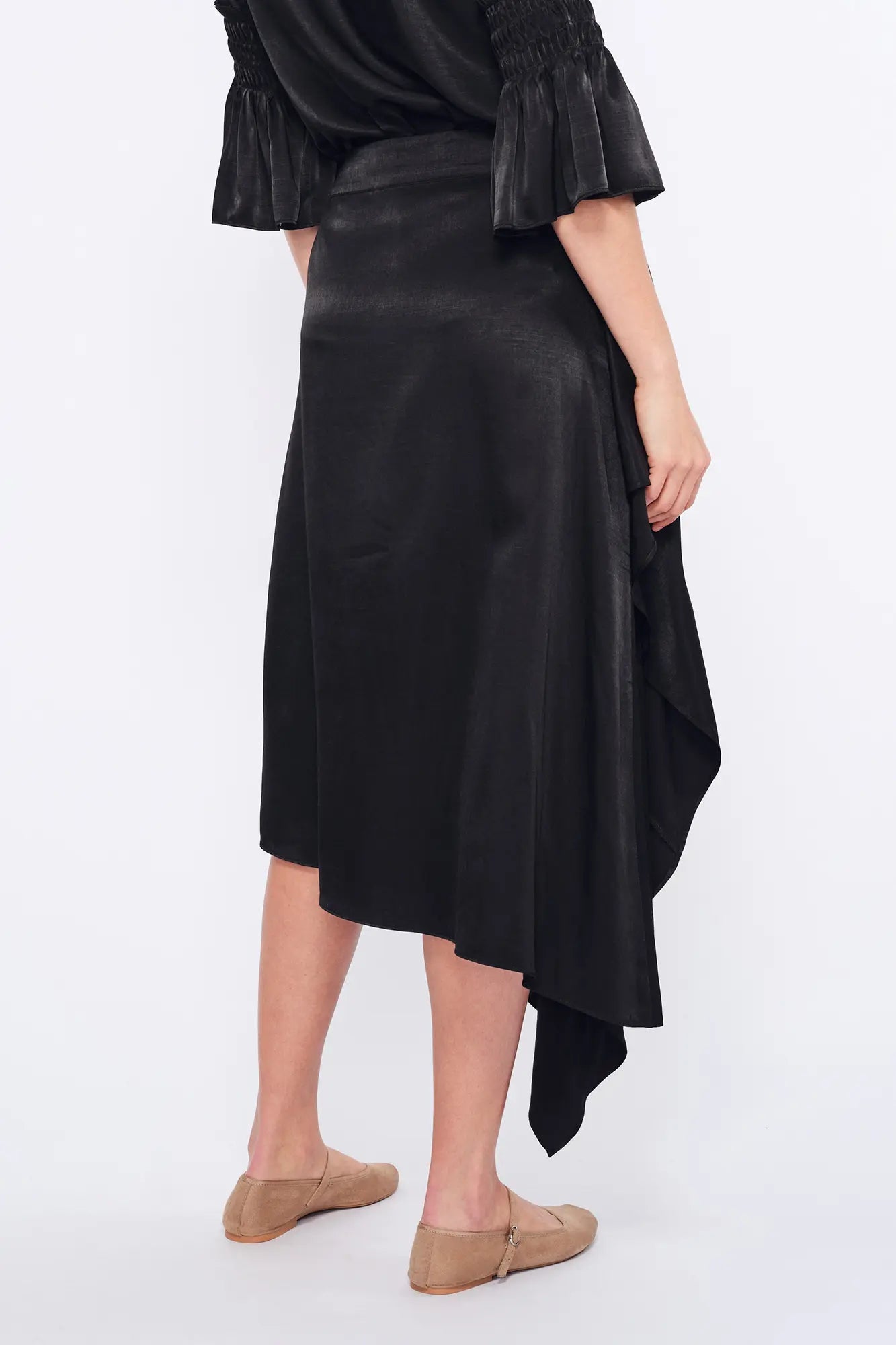 Olenka Asymmetric Ruched Skirt in Black | Sitka Semsch