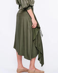 Olenka Asymmetric Ruched Skirt | Olive