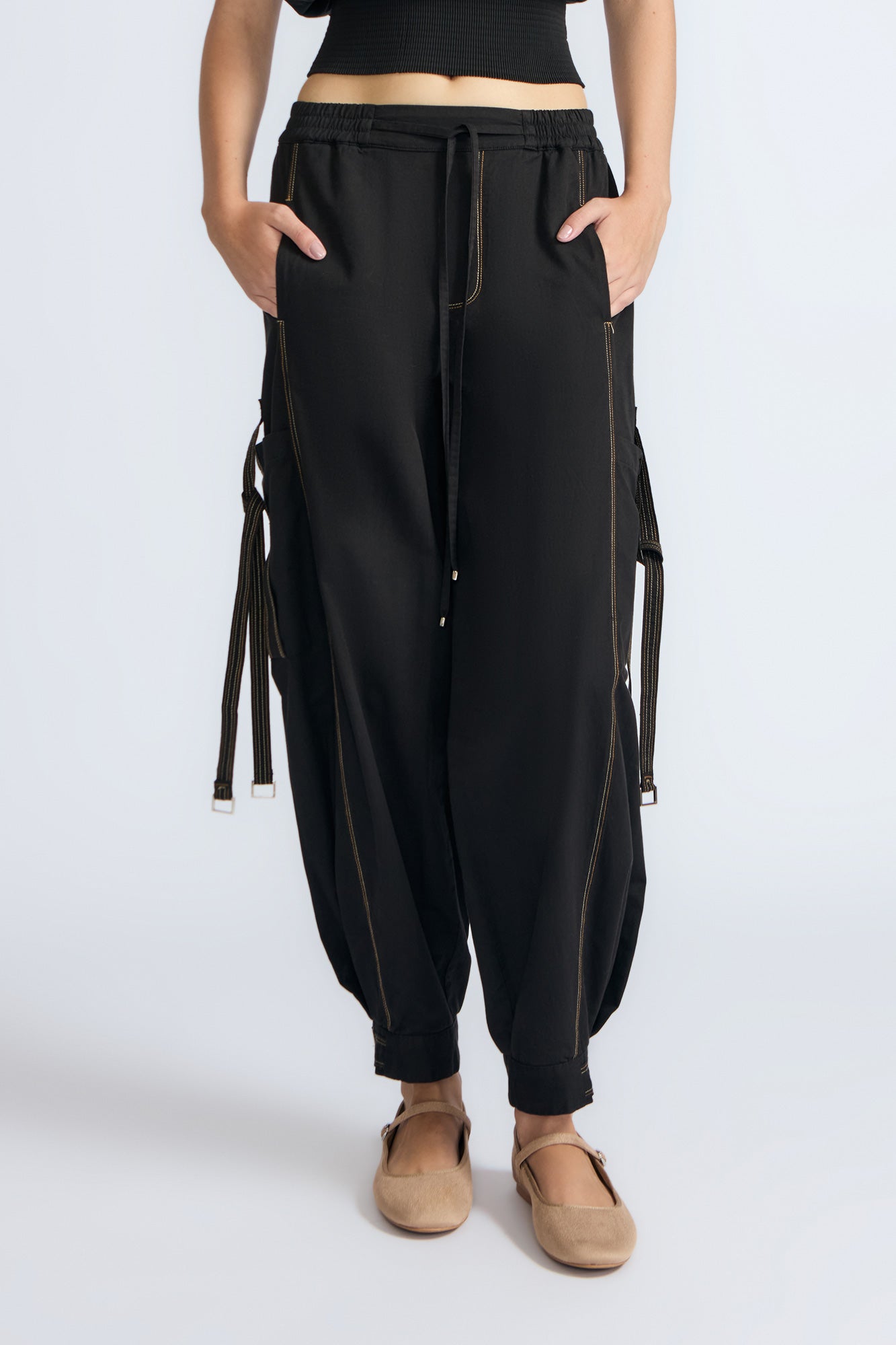 Paloma Pant in Black | Relaxed Fit Cotton Pants with Side Ties