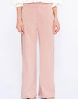 Front view of the Parker Trouser in Rose, showcasing its clean, straight-leg silhouette.