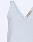Ryan Top in Sky showcasing a chic V-neck and adjustable drawstring waist for versatile everyday style.
