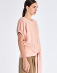 Side profile of the Rose Shelby Blouse, highlighting the soft drape of the premium linen blend.