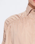 Side view of the Camel Star Blouse, showcasing the romantic volume of the adjustable gathered shoulder.