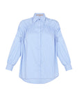 Front view of the Star Blouse in a classic light blue, showcasing its timeless tailoring.