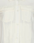 Tiana Jacket in Off White with metal buttons, patch pockets, and balloon sleeves