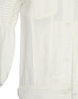 Tiana Jacket in Off White with metal buttons, patch pockets, and balloon sleeves
