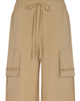 Tiana Wide-Leg Pant in Camel with metal-tipped drawstrings and patch pockets