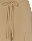 Tiana Wide-Leg Pant in Camel with metal-tipped drawstrings and patch pockets