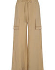 Tiana Wide-Leg Pant in Camel with metal-tipped drawstrings and patch pockets