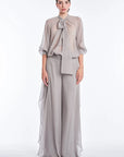 Tiziana Silk Tie-Neck Blouse | Silver