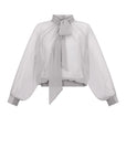 Tiziana Silk Tie-Neck Blouse | Silver