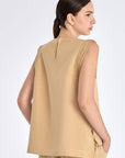 Elegant back silhouette of the Valencia Blouse in Camel.