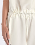 Detailed shot of the delicate hemstitch embroidery on the armhole of the Off White Valencia Blouse.