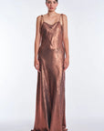 Zahara Metallic Crochet-Tie Maxi Dress | Copper