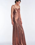 Zahara Metallic Crochet-Tie Maxi Dress | Copper