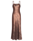 Zahara Metallic Crochet-Tie Maxi Dress | Copper