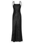 Zahara Metallic Crochet-Tie Maxi Dress | Black