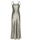 Zahara Metallic Crochet-Tie Maxi Dress | Bronze
