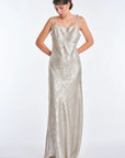 Zahara Metallic Crochet-Tie Maxi Dress | Off White
