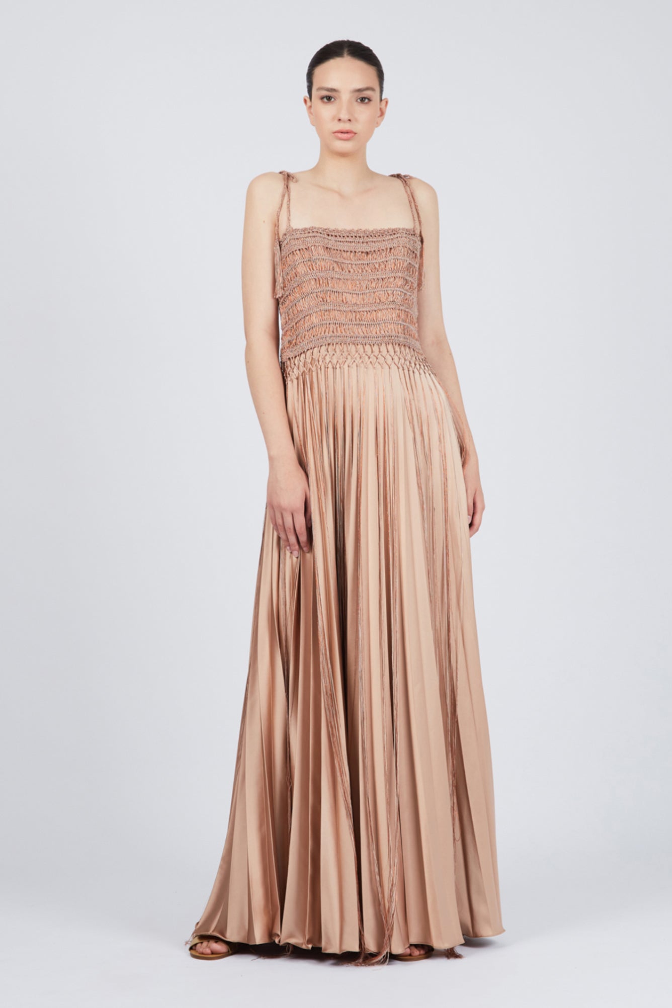 Gaela Satin Maxi Dress Luxury in Serene Brush Sitka Semsch