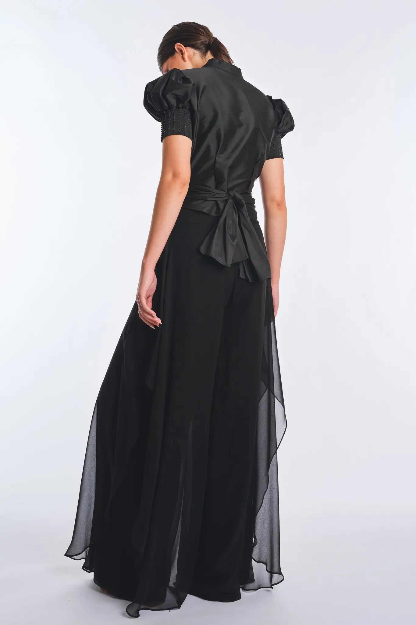 Africa Silk Overlay Pant | Black