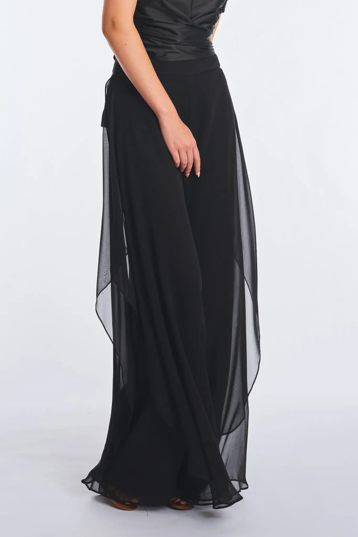 Africa Silk Overlay Pant | Black