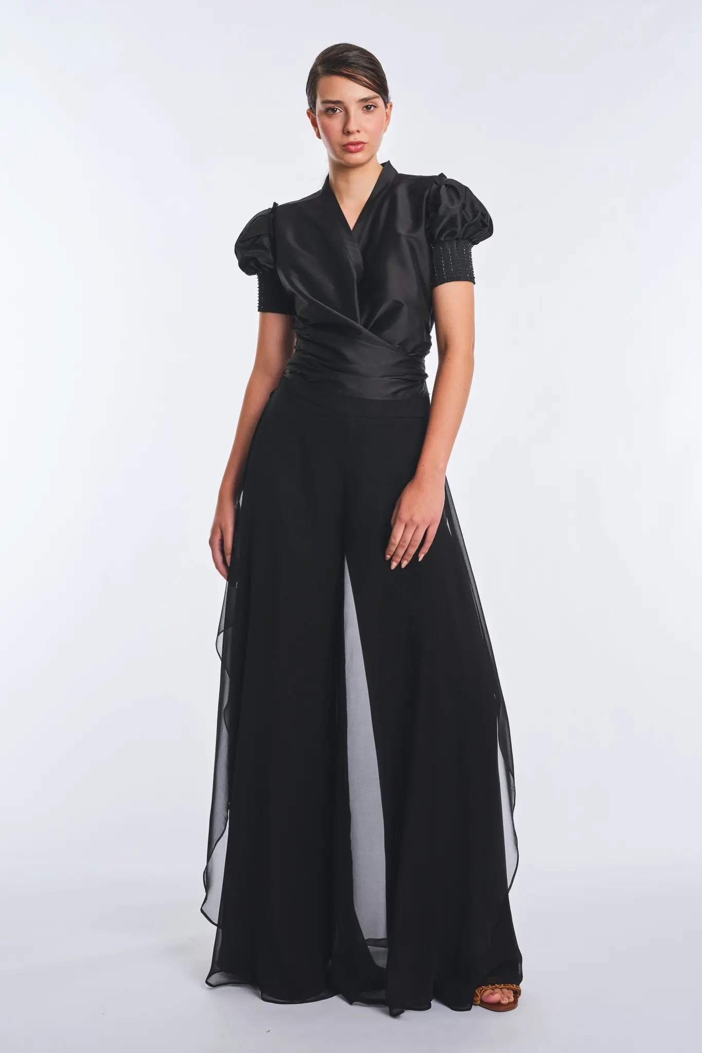 Africa Silk Overlay Pant | Black