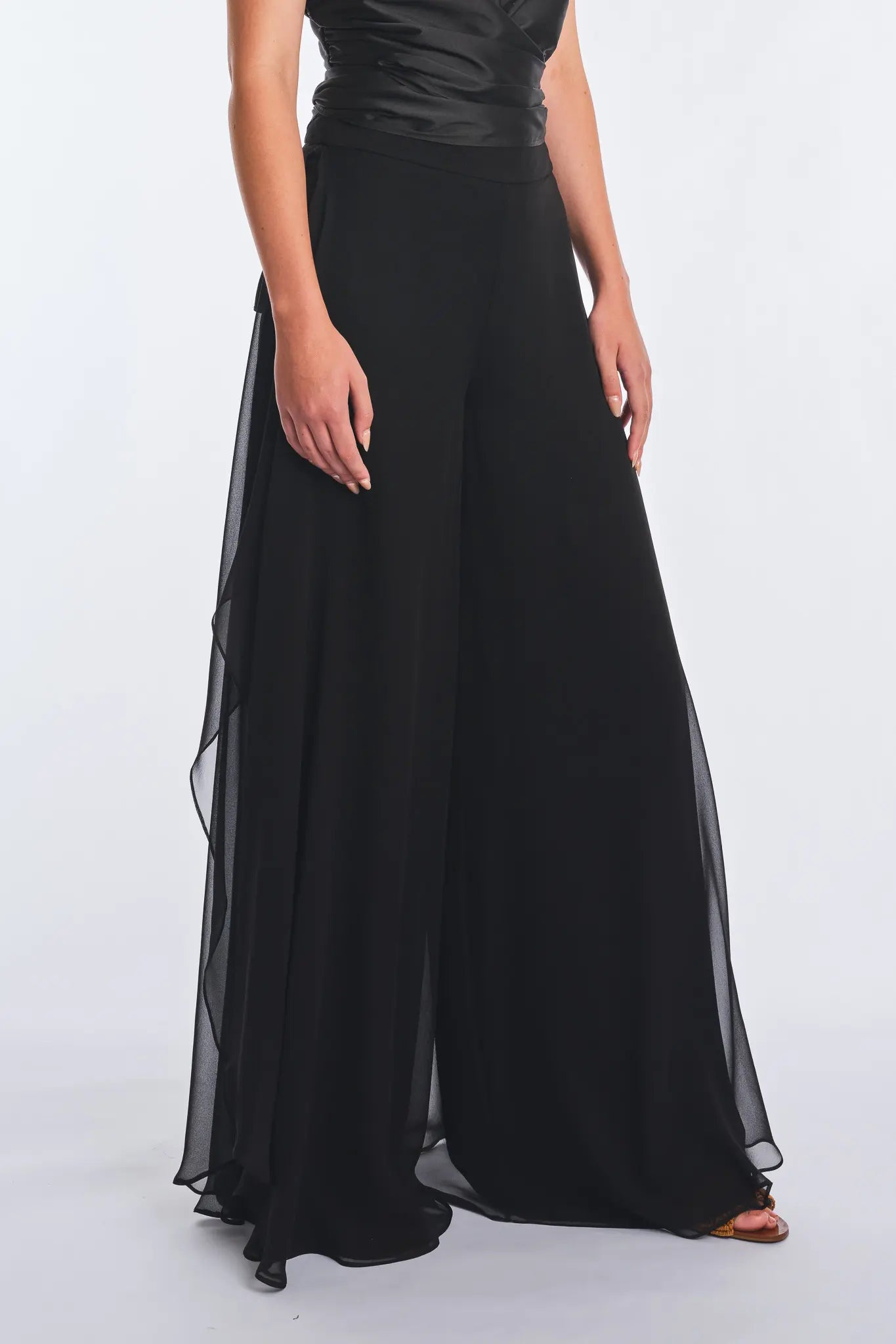 Africa Silk Overlay Pant | Black