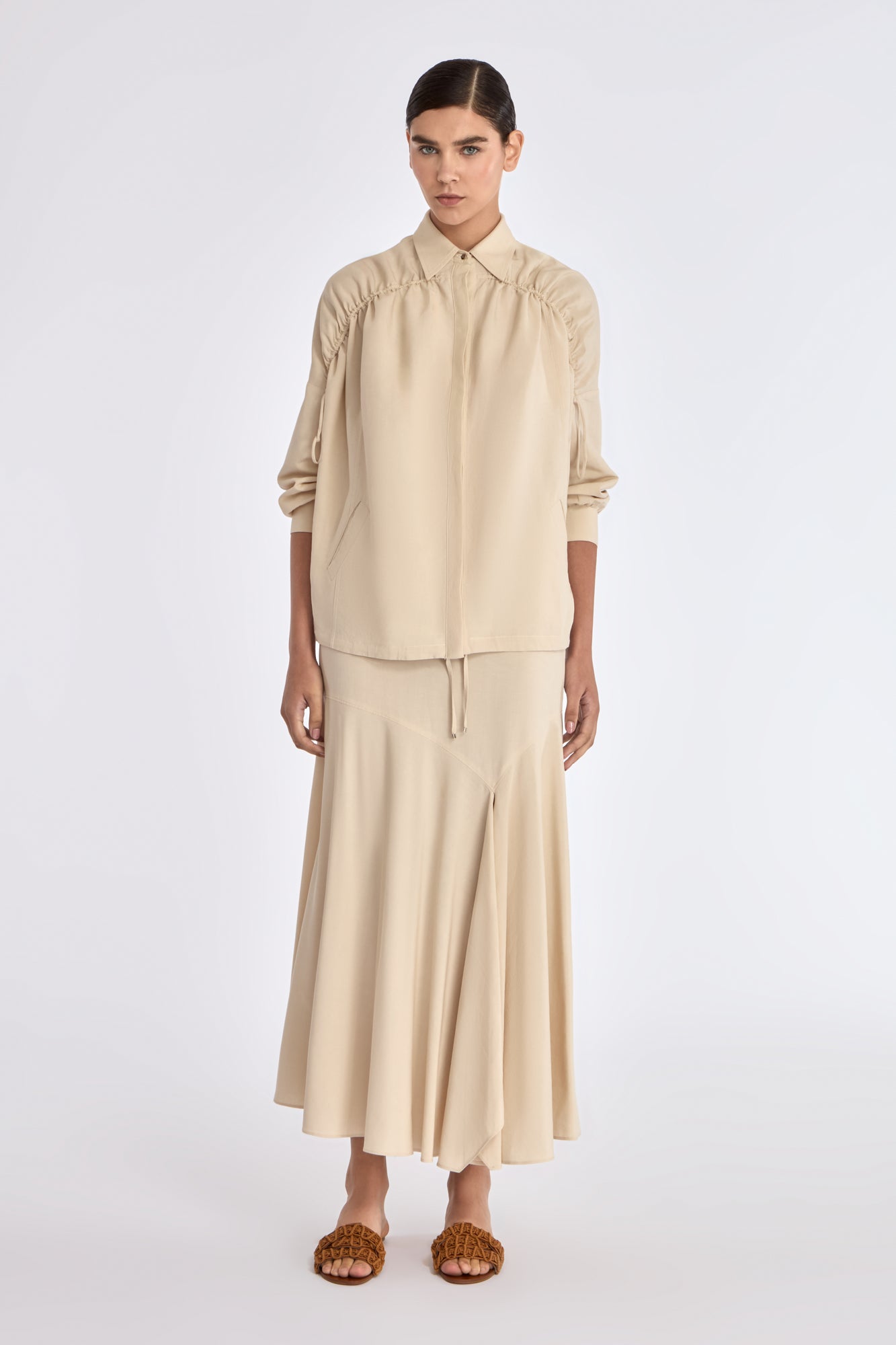 トップス THE SHISHIKUI open collar / BEIGE Charpentier de Vaisseau Silas Linen Open Collar Shirt BEIGE