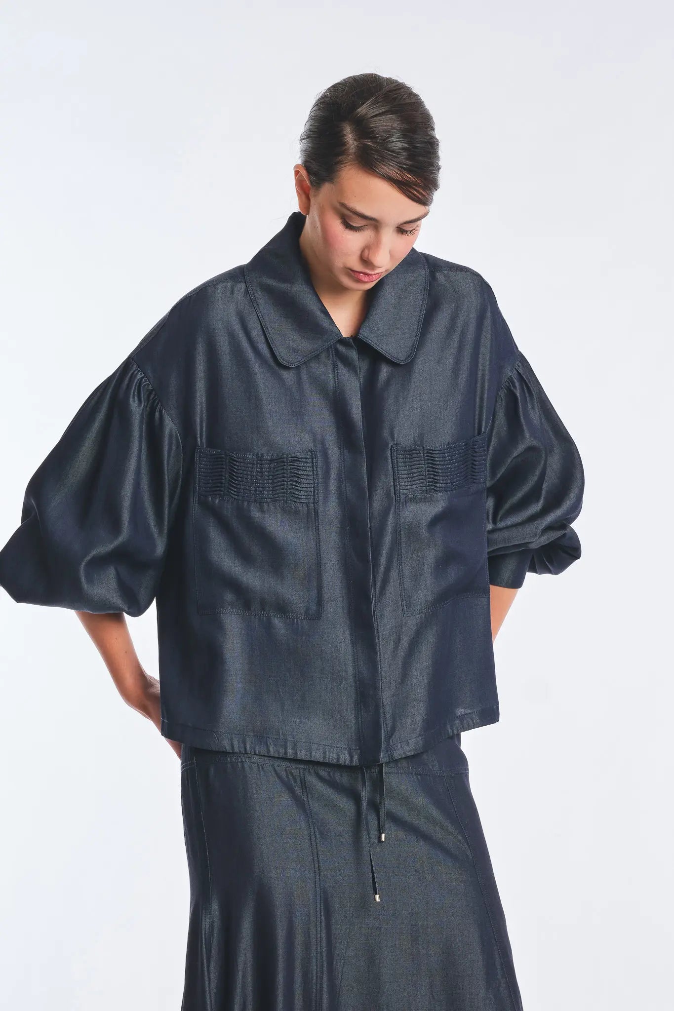 Ainhoa Denim Tencel Lightweight Jacket | Navy