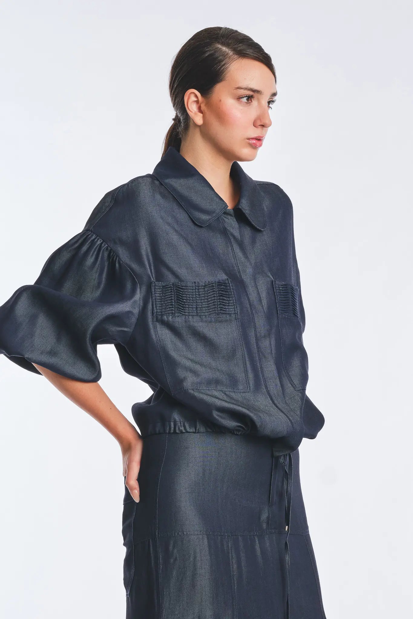 Ainhoa Denim Tencel Lightweight Jacket | Navy