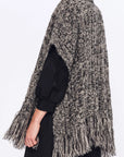 Amaris Alpaca Fringe Poncho | Black Melange