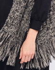 Amaris Alpaca Fringe Poncho | Black Melange