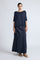 Amaya Top in Navy – Casual-chic cotton top with asymmetrical hem and hem pullers for versatile styling.