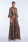 Anabeli Sheer-Panel Print Pant - Brown
