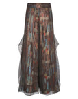 Anabeli Sheer-Panel Print Pant - Brown