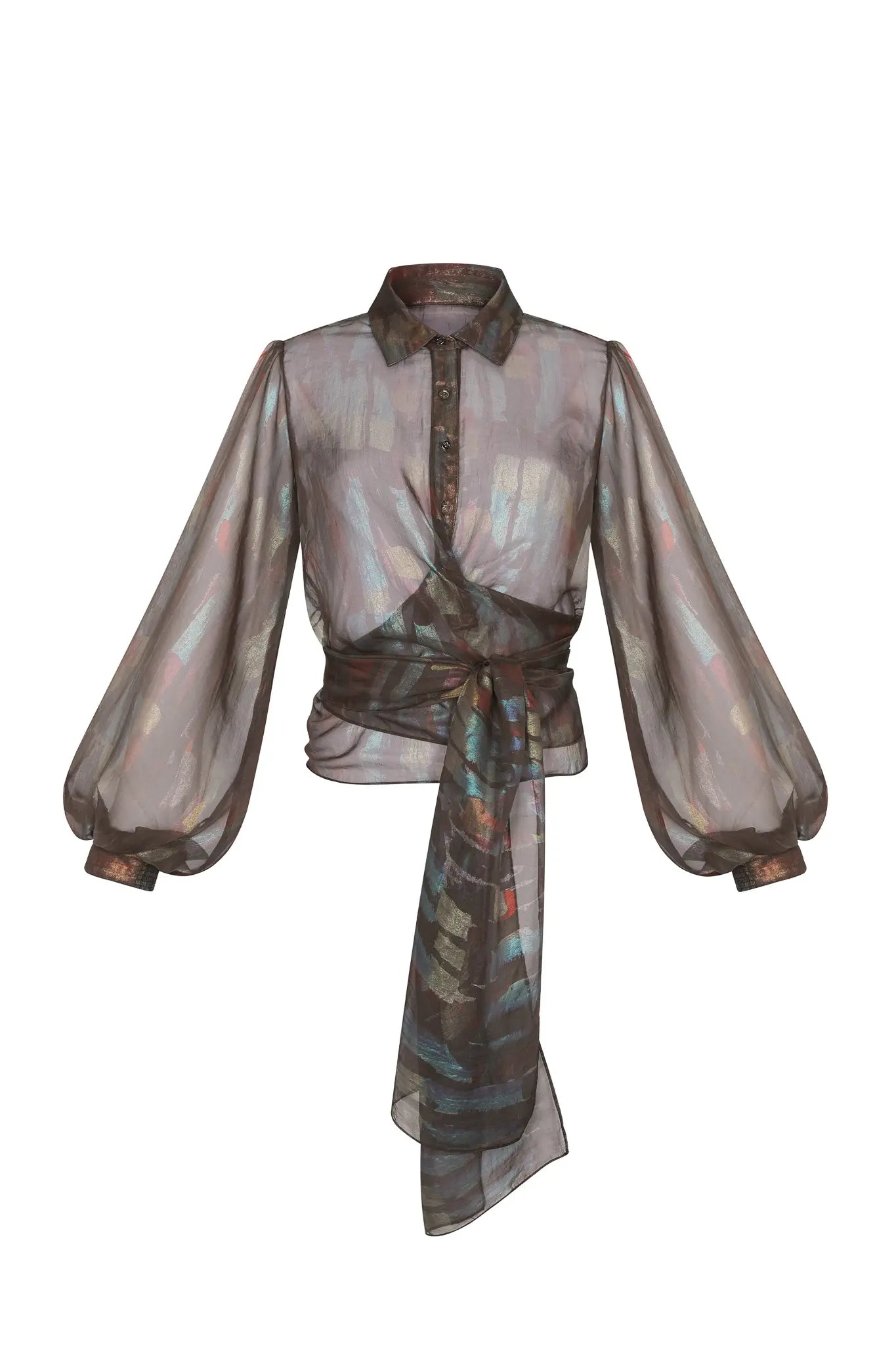 Anabeli Sheer Print Blouse - Brown