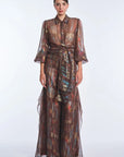 Anabeli Sheer Print Blouse - Brown