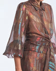 Anabeli Sheer Print Blouse - Brown