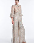 Anabeli Sheer Print Blouse - Sand