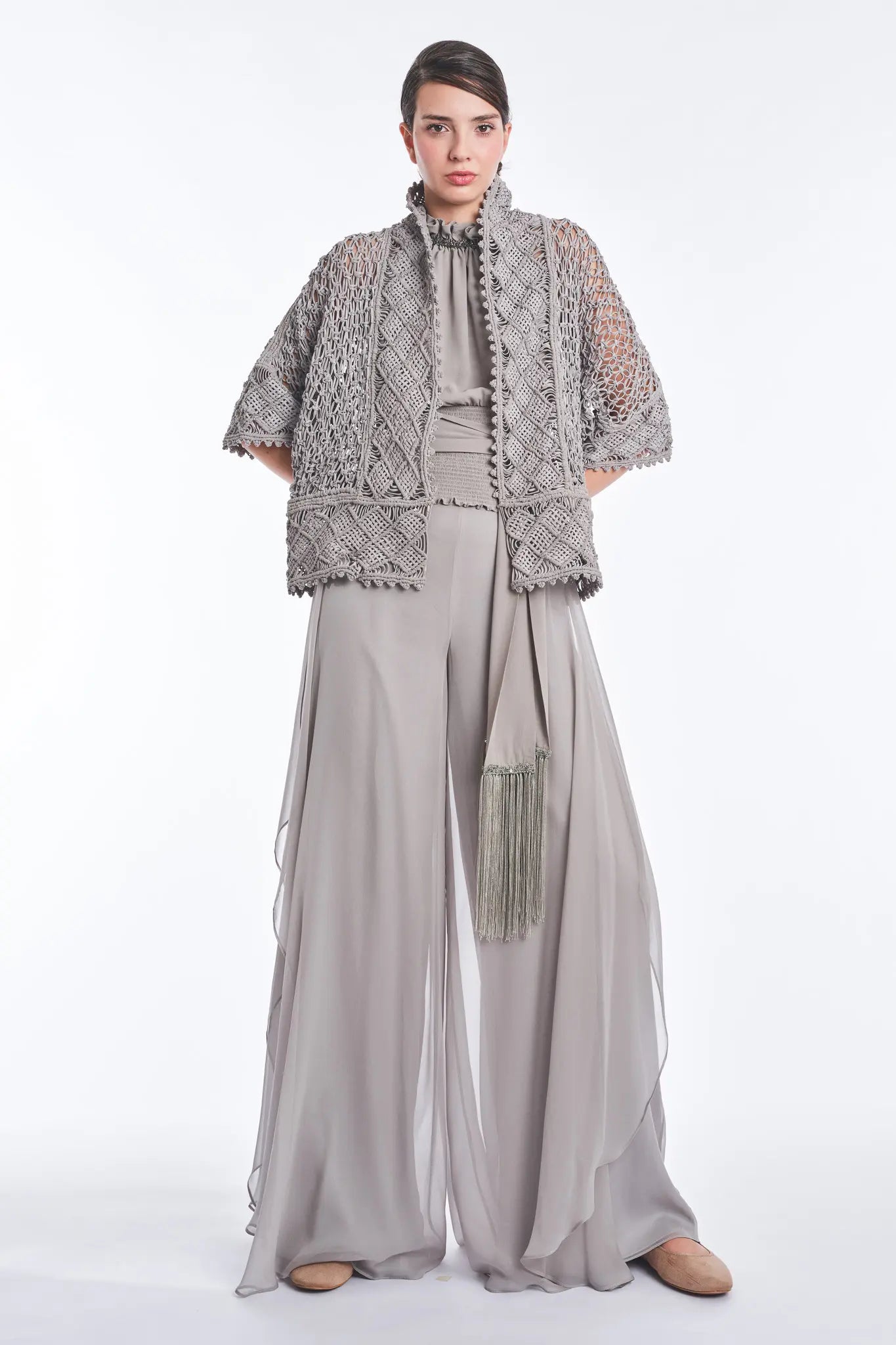 Anastacia Macramé Jacket | Grey