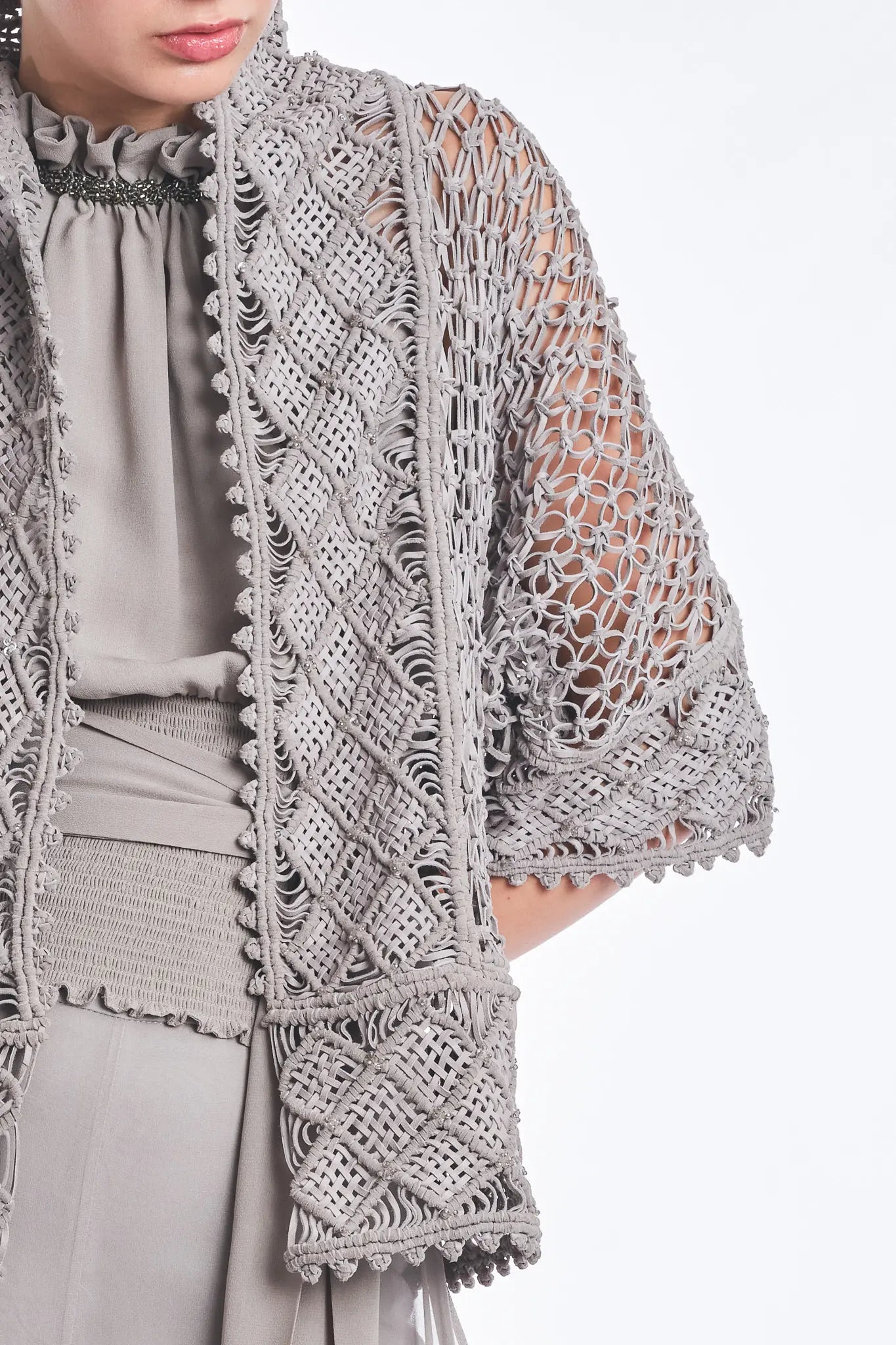 Anastacia Macramé Jacket | Grey