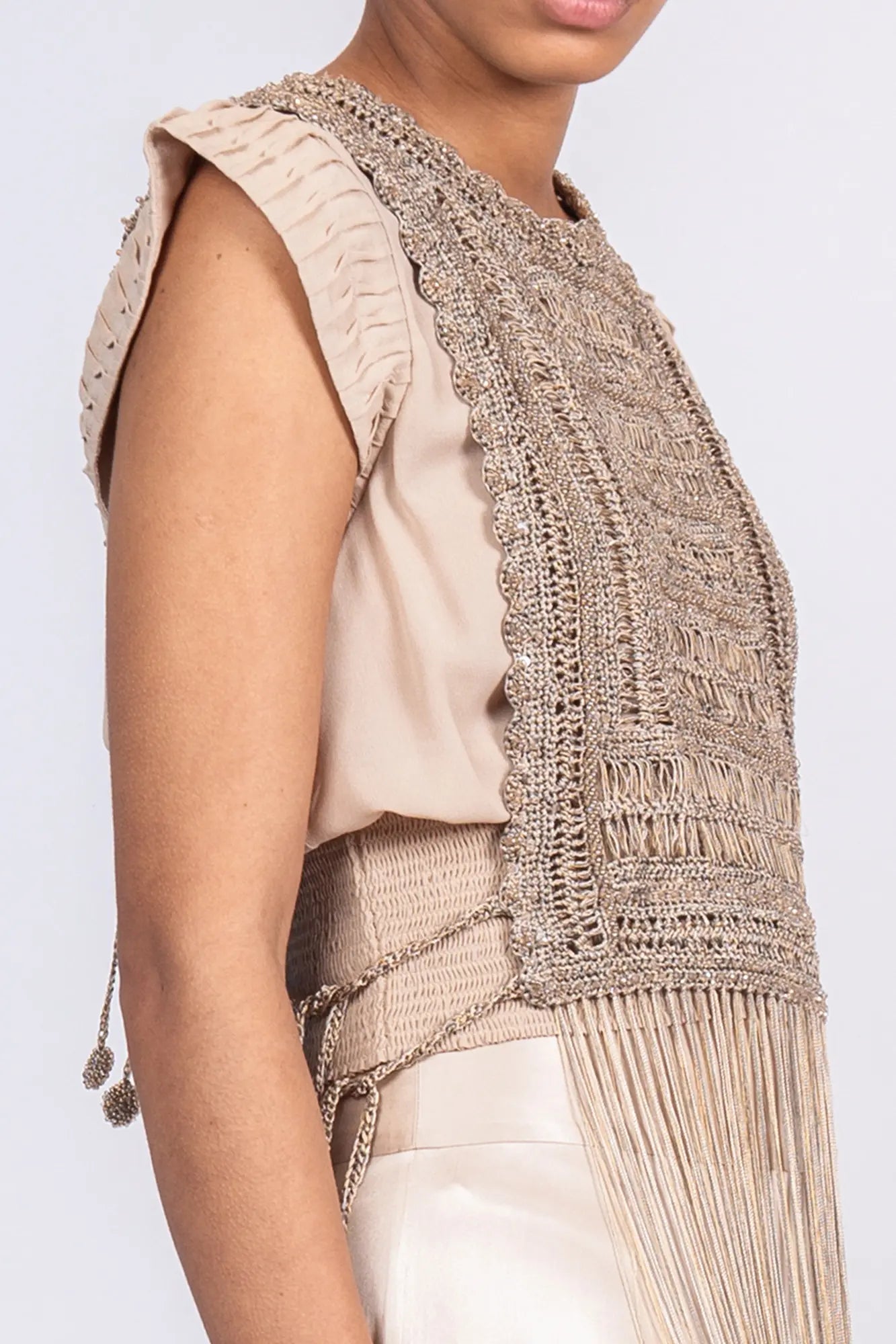 Barbara Artisan Macrame Peto | Champagne