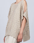 Baylee Poncho in Camel Melange with a cozy knit finish