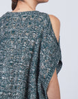 Baylee Poncho in Jade Green Melange with a unique knit design