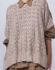 Baylee Poncho in Rose Melange with a chic knit design