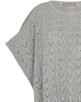 Baylee Poncho in Silver Melange with versatile knit detailing